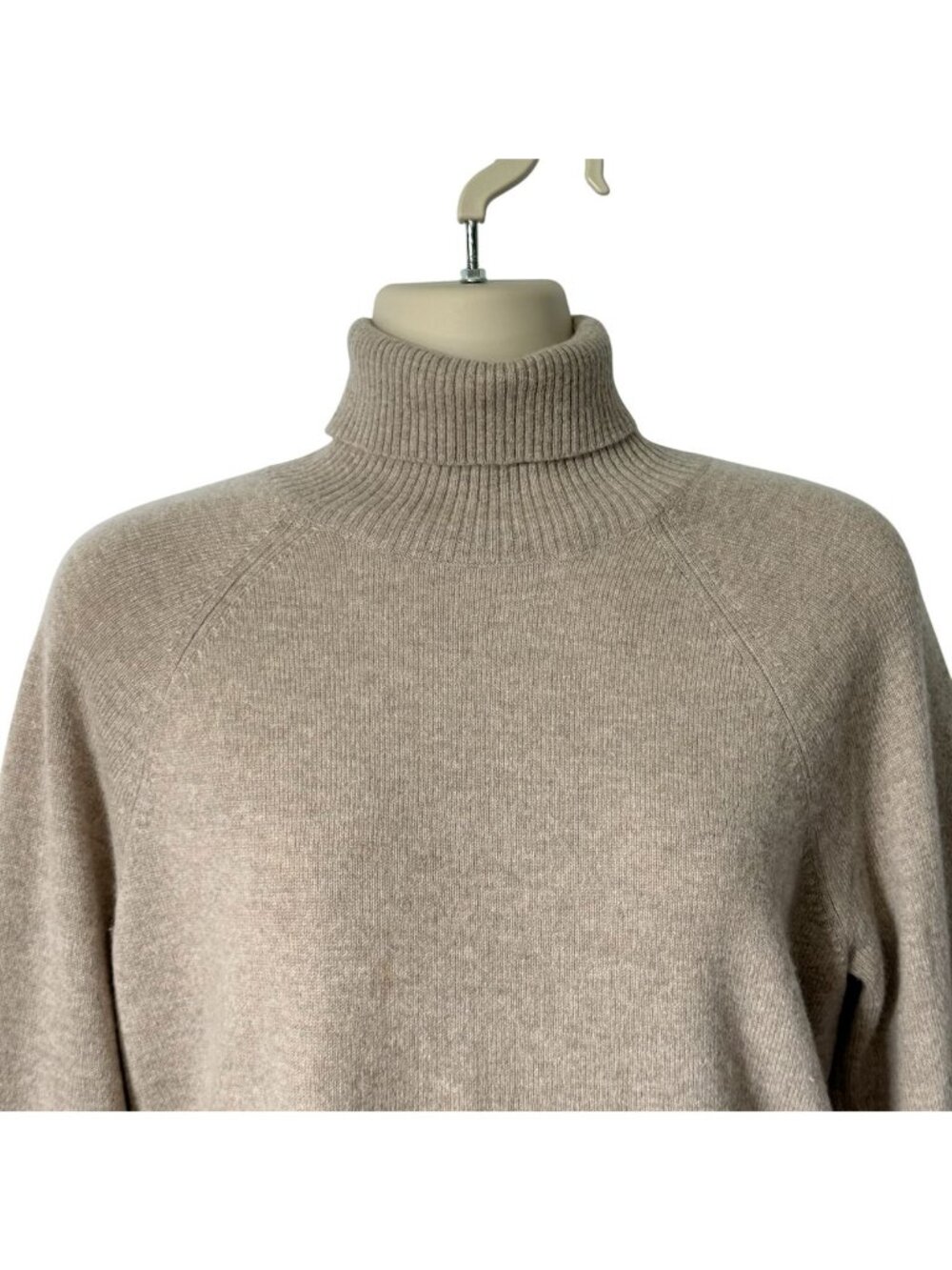 Vintage Nordstrom Cashmere Sweater Womens Size M Turtleneck Heather Oatmeal  90s - Picture 3 of 12